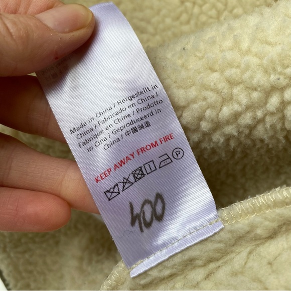 Denham : Sherpa Lined Knit + Felt Patch Asymmetric Zip Jacket : Medium - Picture 7 of 16